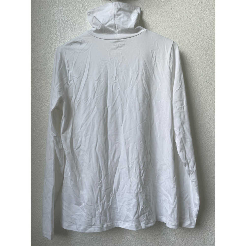 Lands End Womens White Long Sleeve Turtleneck Top Shaped Fit Size L 14-16 - Picture 2 of 4
